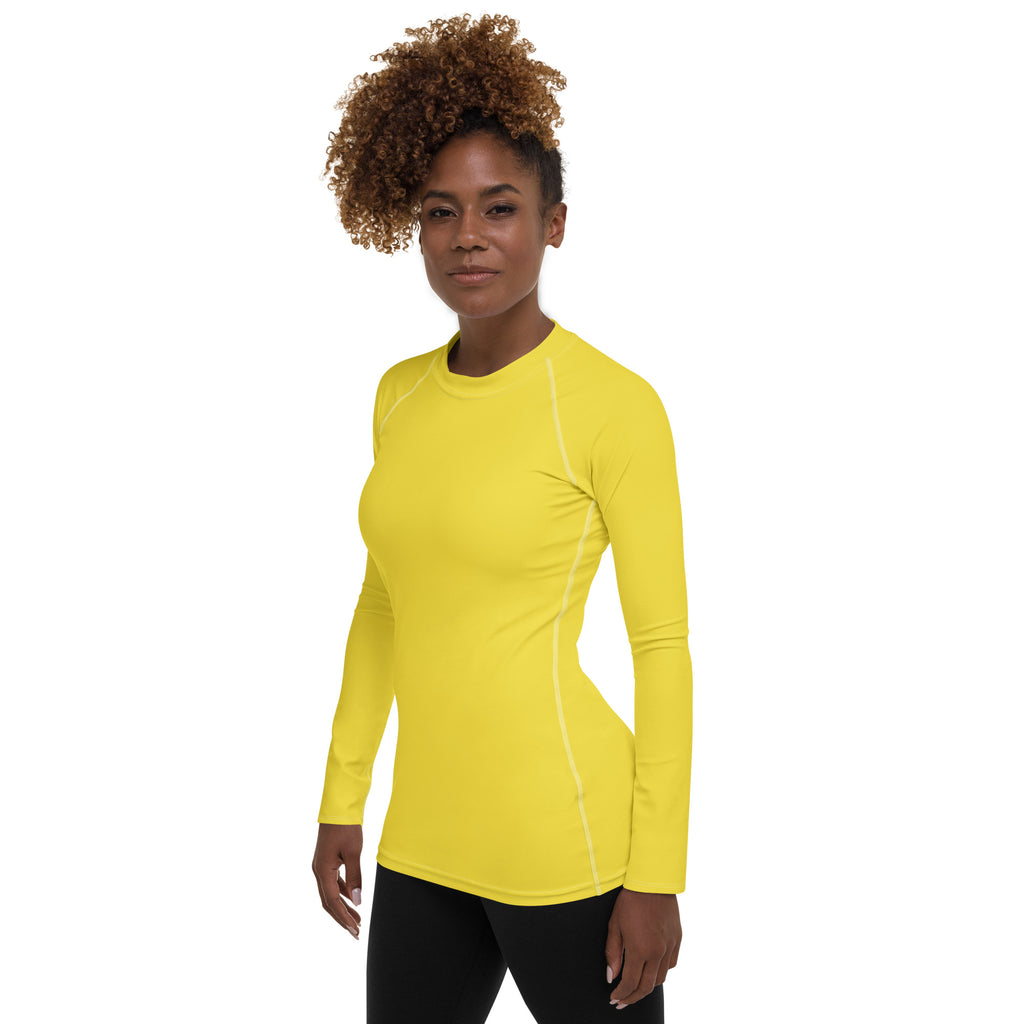 Women's Bright Yellow Long Sleeve Rash Guard Swim Shirt – Buttery Soft, Sun Safe UPF 50+ Protection, Quick Dry & 4-Way Stretch Comfort
