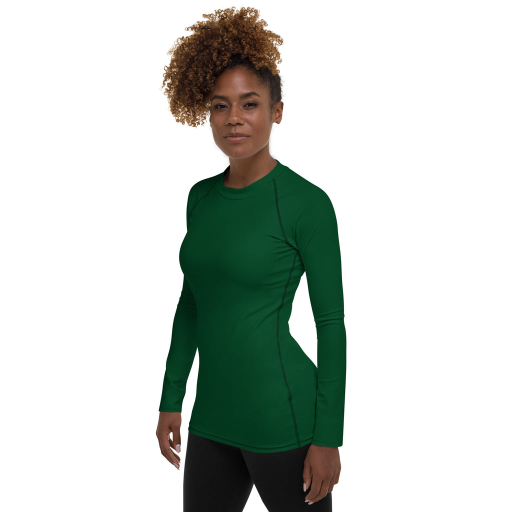 Women's Dark Forest Green Long Sleeve Rash Guard Swim Shirt – Buttery Soft, Sun Safe UPF 50+ Protection, Quick Dry & 4-Way Stretch Comfort