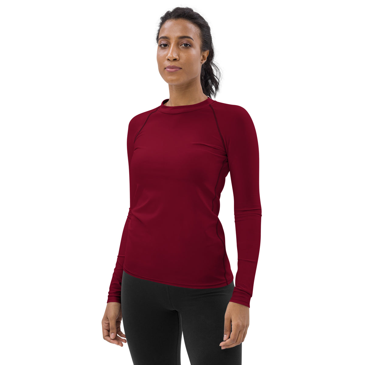 Women's Crimson Red Long Sleeve Rash Guard Swim Shirt – Buttery Soft, Sun Safe UPF 50+ Protection, Quick Dry & 4-Way Stretch Comfort