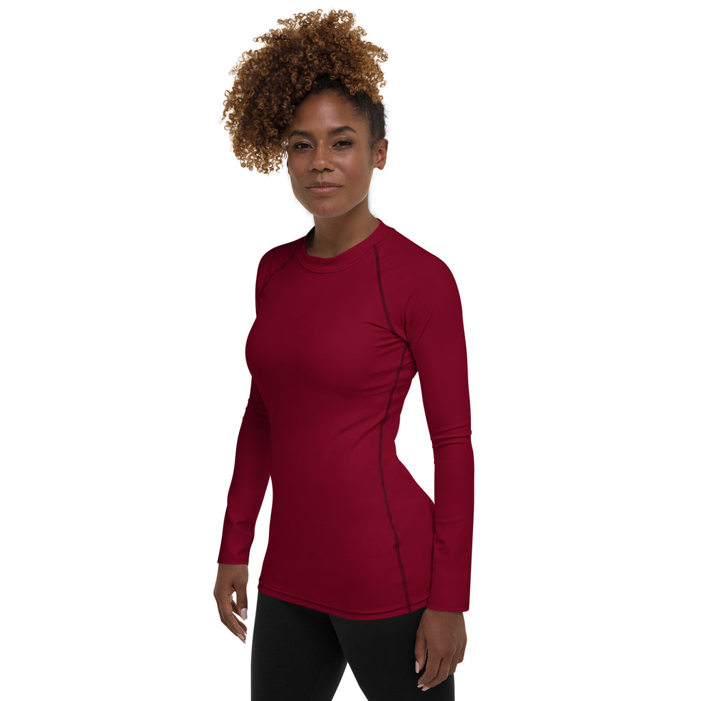 Women's Crimson Red Long Sleeve Rash Guard Swim Shirt – Buttery Soft, Sun Safe UPF 50+ Protection, Quick Dry & 4-Way Stretch Comfort