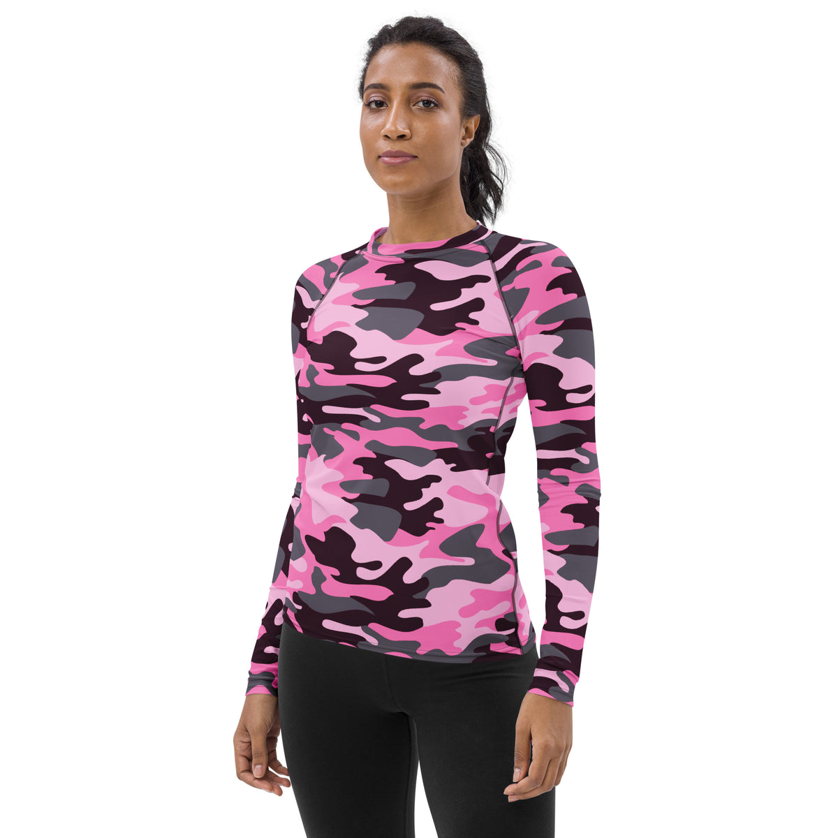 Women's Pink Camouflage Long Sleeve Rash Guard Swim Shirt – Buttery Soft, Sun Safe UPF 50+ Protection, Quick Dry & 4-Way Stretch Comfort