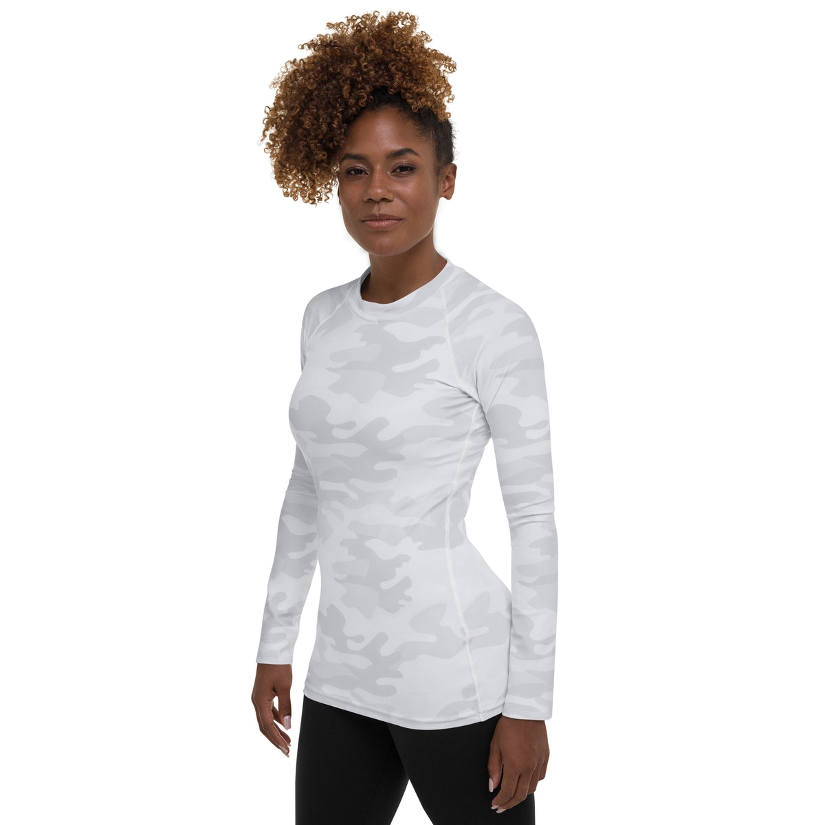 Women's White Camouflage Long Sleeve Rash Guard Swim Shirt – Buttery Soft, Sun Safe UPF 50+ Protection, Quick Dry & 4-Way Stretch Comfort