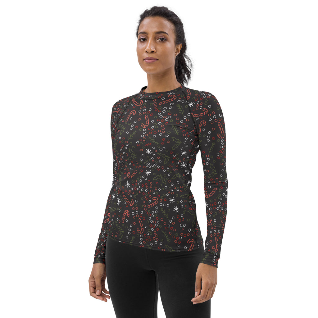 Women's Holiday Holly Long Sleeve Rash Guard Swim Shirt – Buttery Soft, Sun Safe UPF 50+ Protection, Quick Dry & 4-Way Stretch Comfort