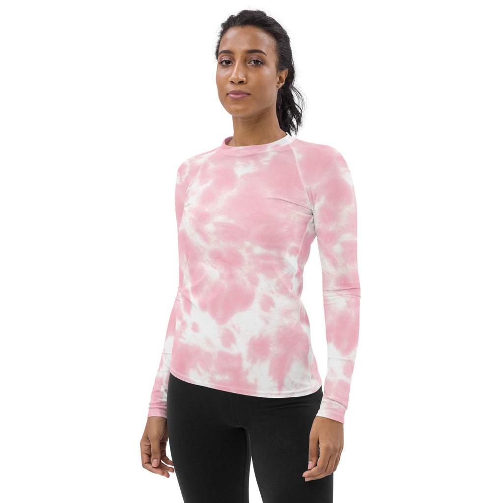 Women's Pink Tie Dye Long Sleeve Rash Guard Swim Shirt – Buttery Soft, Sun Safe UPF 50+ Protection, Quick Dry & 4-Way Stretch Comfort