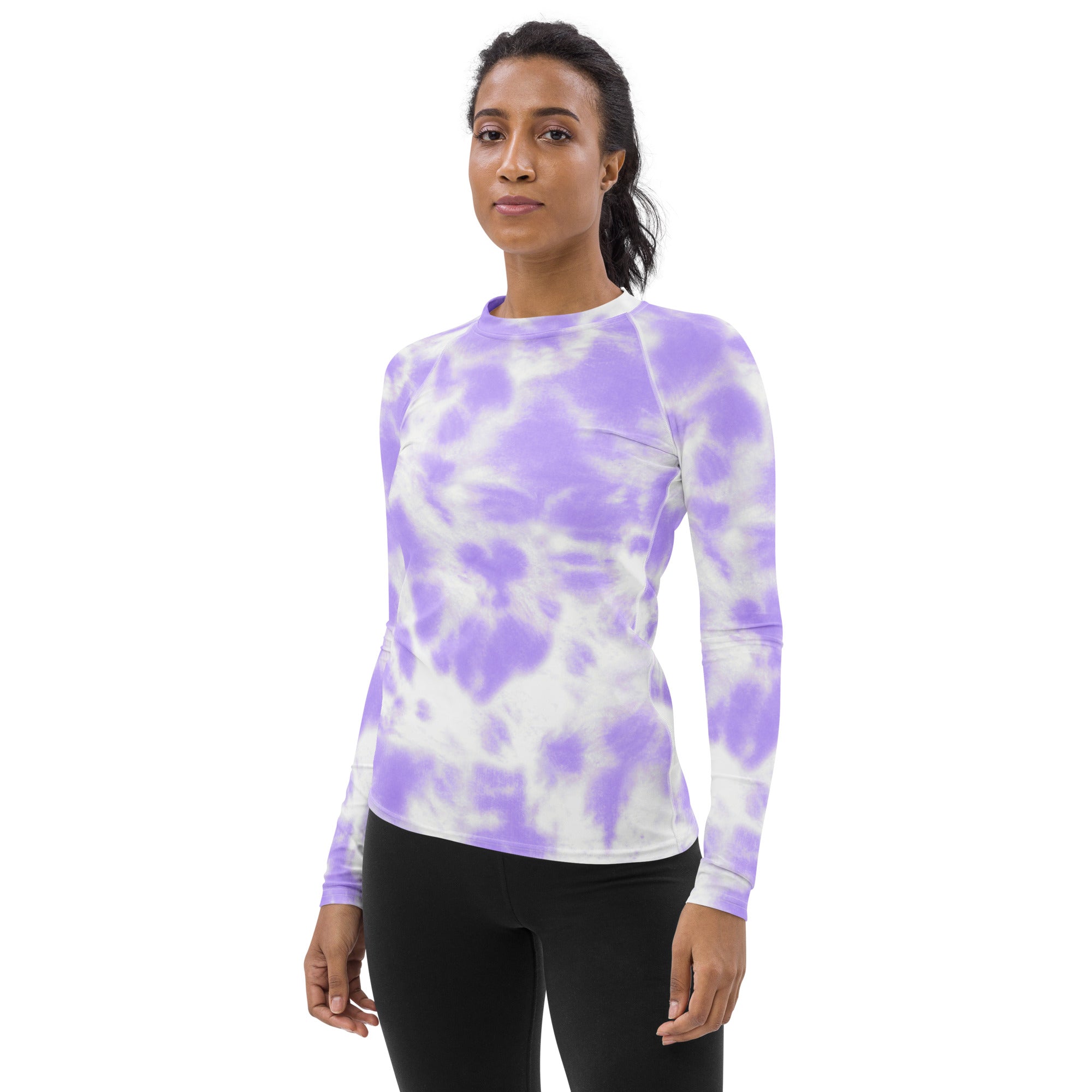 Women's Purple Tie Dye Long Sleeve Rash Guard Swim Shirt – Buttery Soft, Sun Safe UPF 50+ Protection, Quick Dry & 4-Way Stretch Comfort