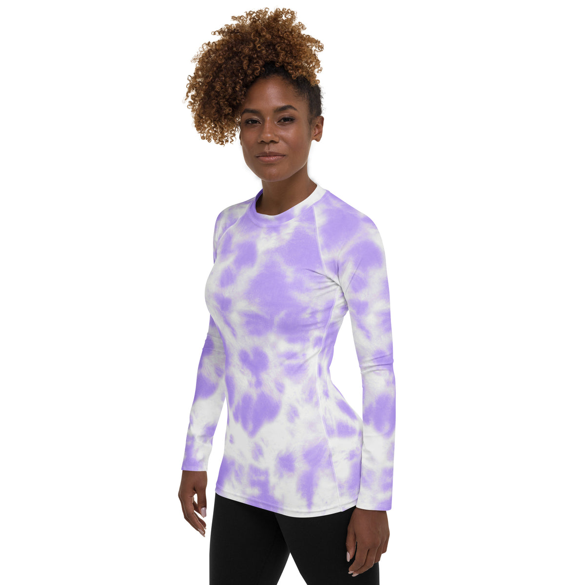 Women's Purple Tie Dye Long Sleeve Rash Guard Swim Shirt – Buttery Soft, Sun Safe UPF 50+ Protection, Quick Dry & 4-Way Stretch Comfort