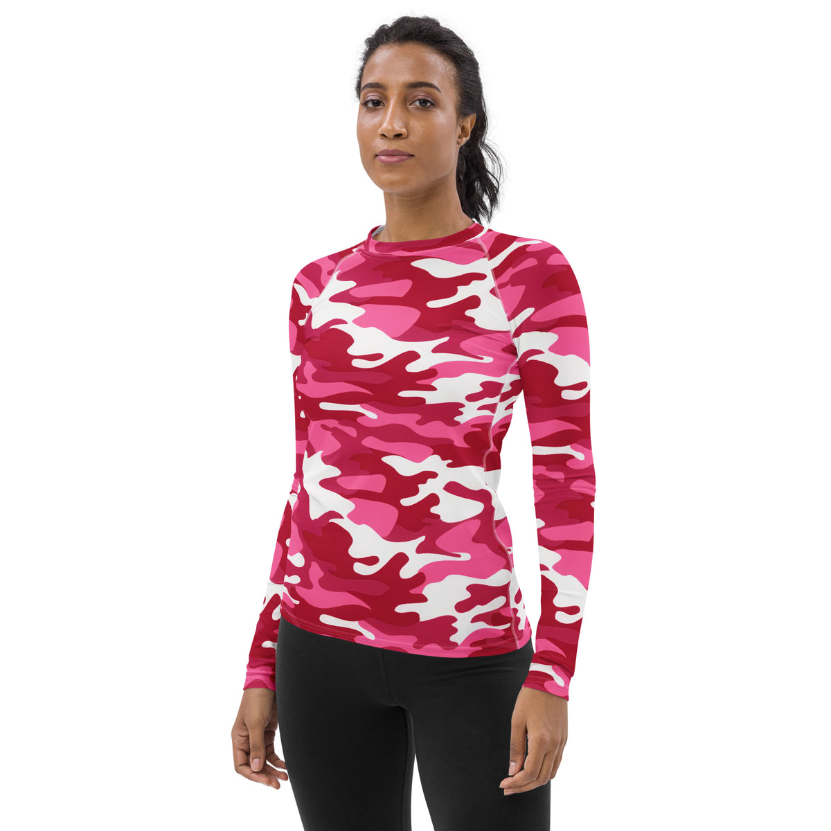 Women's Bright Pink Camouflage Long Sleeve Rash Guard Swim Shirt – Buttery Soft, Sun Safe UPF 50+ Protection, Quick Dry & 4-Way Stretch Comfort