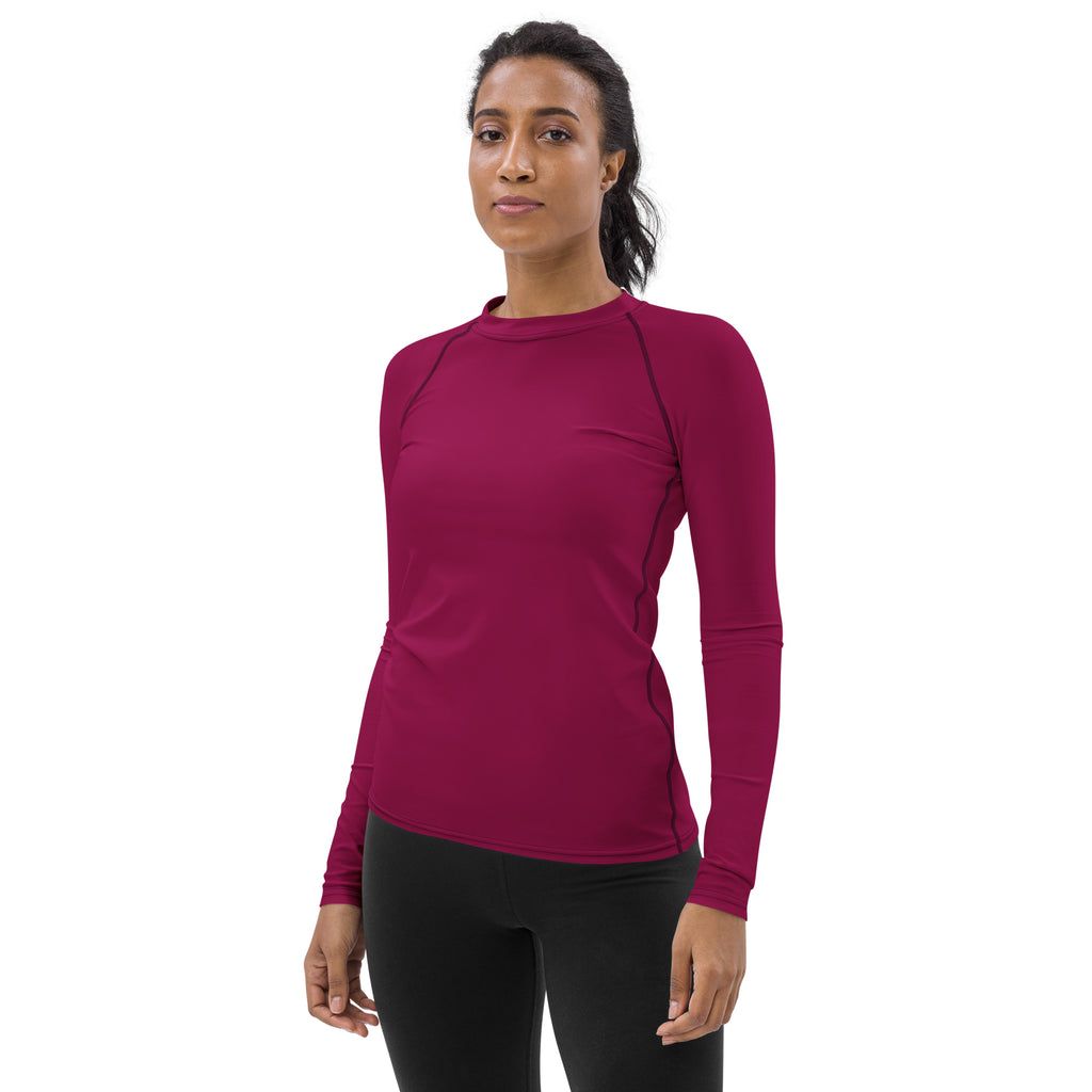 Women's Dark Magenta Long Sleeve Rash Guard Swim Shirt – Buttery Soft, Sun Safe UPF 50+ Protection, Quick Dry & 4-Way Stretch Comfort