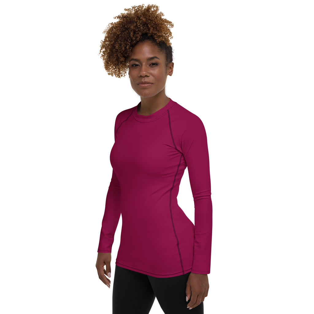 Women's Dark Magenta Long Sleeve Rash Guard Swim Shirt – Buttery Soft, Sun Safe UPF 50+ Protection, Quick Dry & 4-Way Stretch Comfort