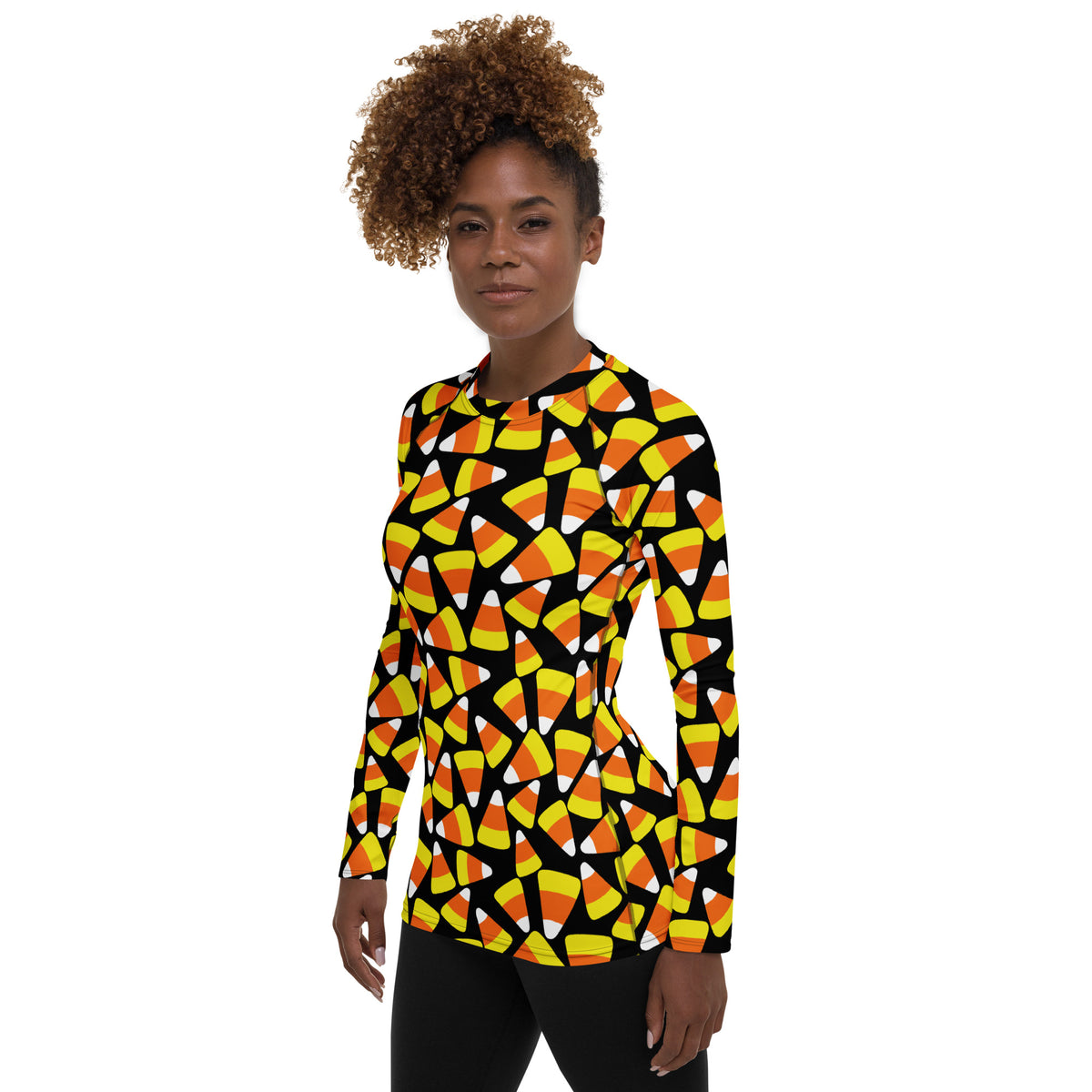 Women's Candy Corn Long Sleeve Rash Guard Swim Shirt – Buttery Soft, Sun Safe UPF 50+ Protection, Quick Dry & 4-Way Stretch Comfort