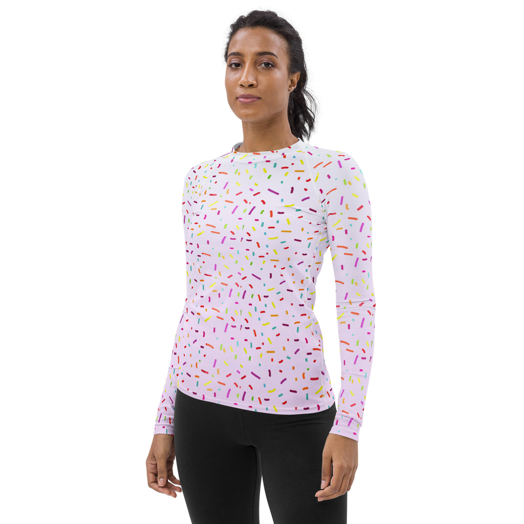 Women's Colorful Sprinkles Long Sleeve Rash Guard Swim Shirt – Buttery Soft, Sun Safe UPF 50+ Protection, Quick Dry & 4-Way Stretch Comfort