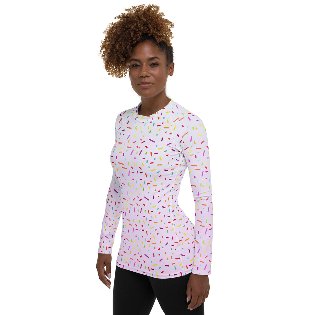 Women's Colorful Sprinkles Long Sleeve Rash Guard Swim Shirt – Buttery Soft, Sun Safe UPF 50+ Protection, Quick Dry & 4-Way Stretch Comfort