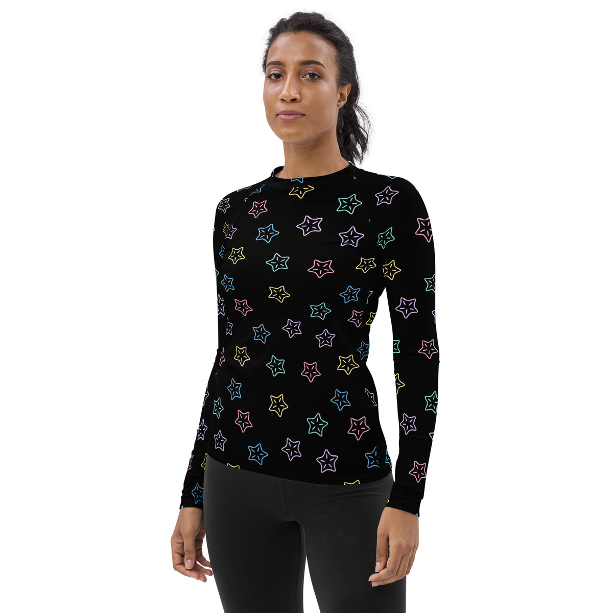 Women's Colorful Starfish Long Sleeve Rash Guard Swim Shirt – Buttery Soft, Sun Safe UPF 50+ Protection, Quick Dry & 4-Way Stretch Comfort
