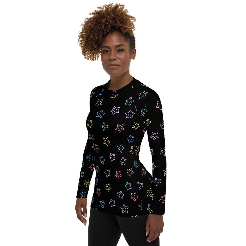 Women's Colorful Starfish Long Sleeve Rash Guard Swim Shirt – Buttery Soft, Sun Safe UPF 50+ Protection, Quick Dry & 4-Way Stretch Comfort