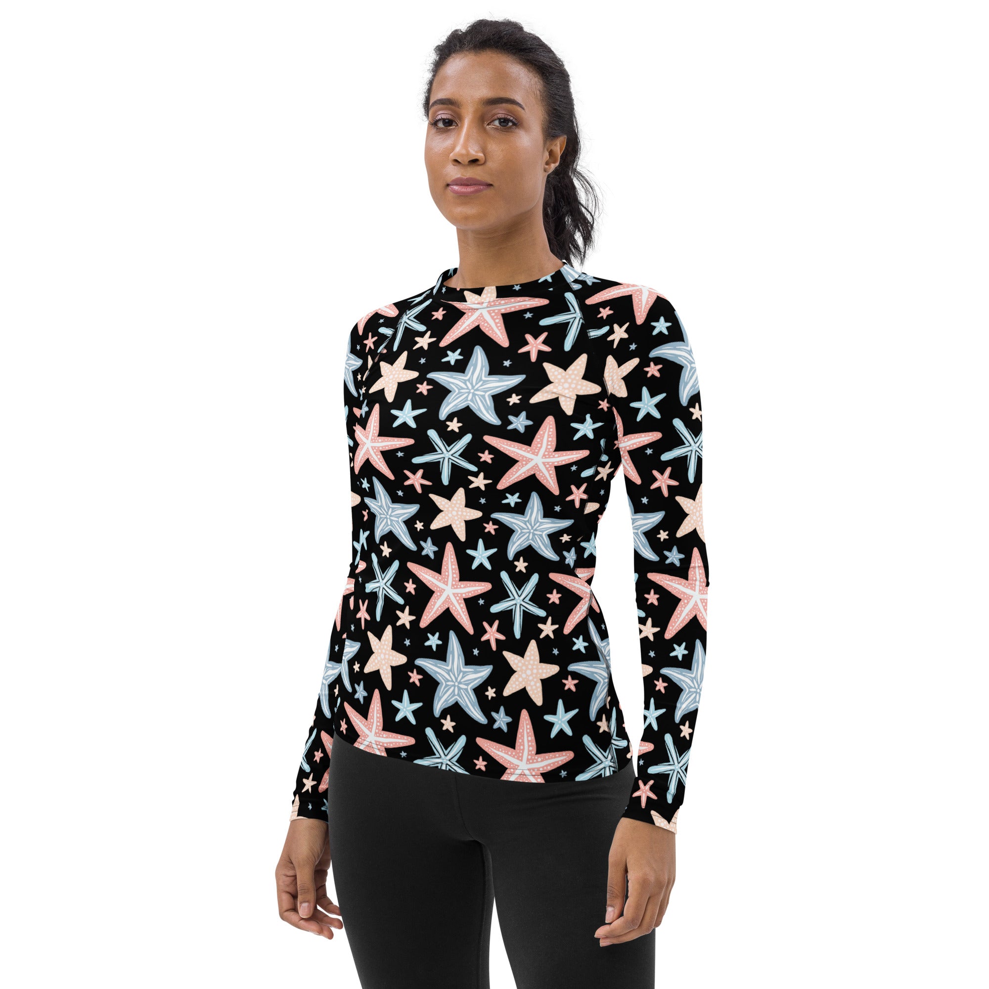 Women's Starfish Long Sleeve Rash Guard Swim Shirt – Buttery Soft, Sun Safe UPF 50+ Protection, Quick Dry & 4-Way Stretch Comfort