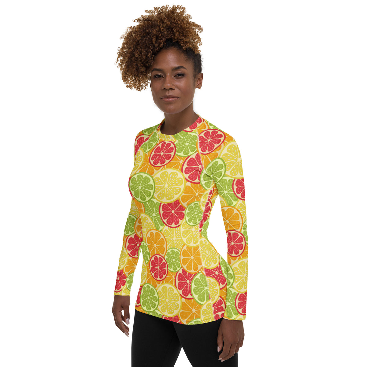 Women's Citrus Fruit Long Sleeve Rash Guard Swim Shirt – Buttery Soft, Sun Safe UPF 50+ Protection, Quick Dry & 4-Way Stretch Comfort