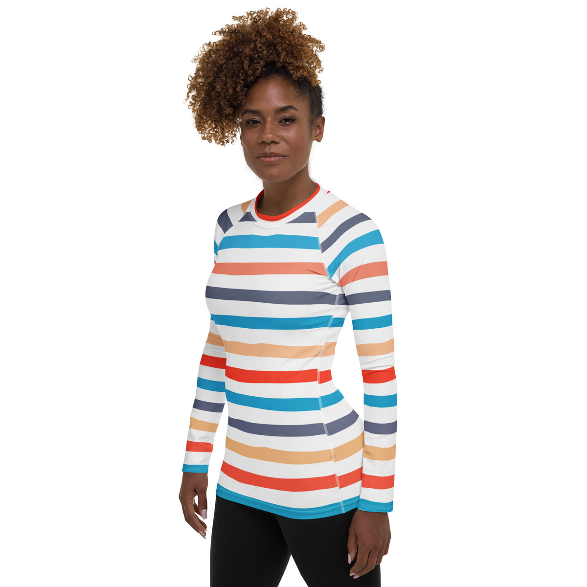 Women's Colorful Beach Striped Long Sleeve Rash Guard Swim Shirt – Buttery Soft, Sun Safe UPF 50+ Protection, Quick Dry & 4-Way Stretch Comfort