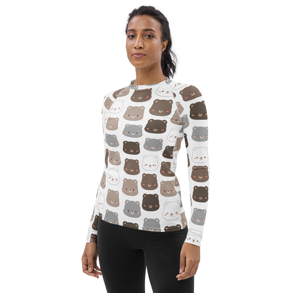 Women's Cute Bear Long Sleeve Rash Guard Swim Shirt – Buttery Soft, Sun Safe UPF 50+ Protection, Quick Dry & 4-Way Stretch Comfort