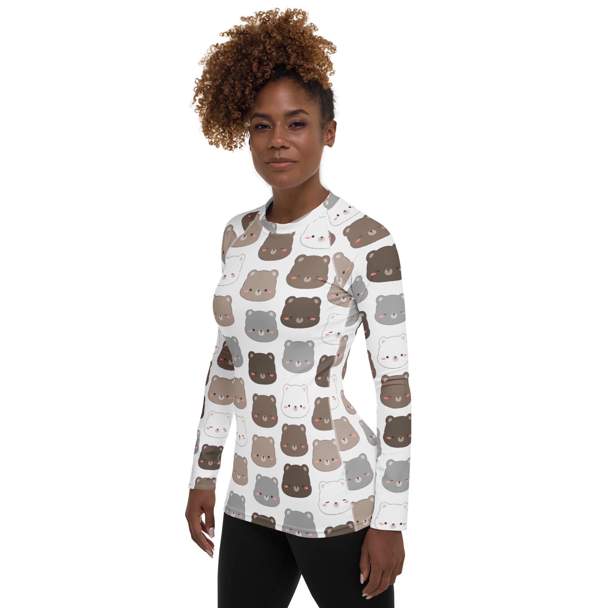 Women's Cute Bear Long Sleeve Rash Guard Swim Shirt – Buttery Soft, Sun Safe UPF 50+ Protection, Quick Dry & 4-Way Stretch Comfort