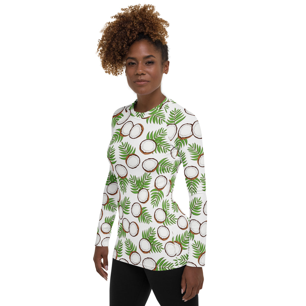 Women's Coconut Long Sleeve Rash Guard Swim Shirt – Buttery Soft, Sun Safe UPF 50+ Protection, Quick Dry & 4-Way Stretch Comfort