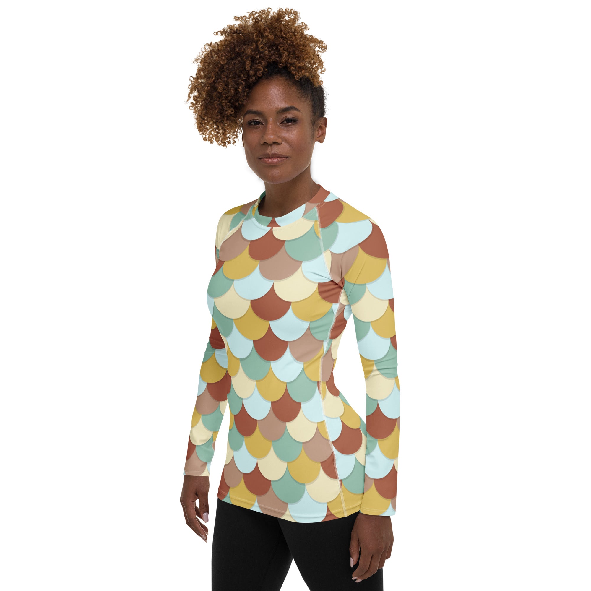 Women's Mermaid Scale Long Sleeve Rash Guard Swim Shirt – Buttery Soft, Sun Safe UPF 50+ Protection, Quick Dry & 4-Way Stretch Comfort