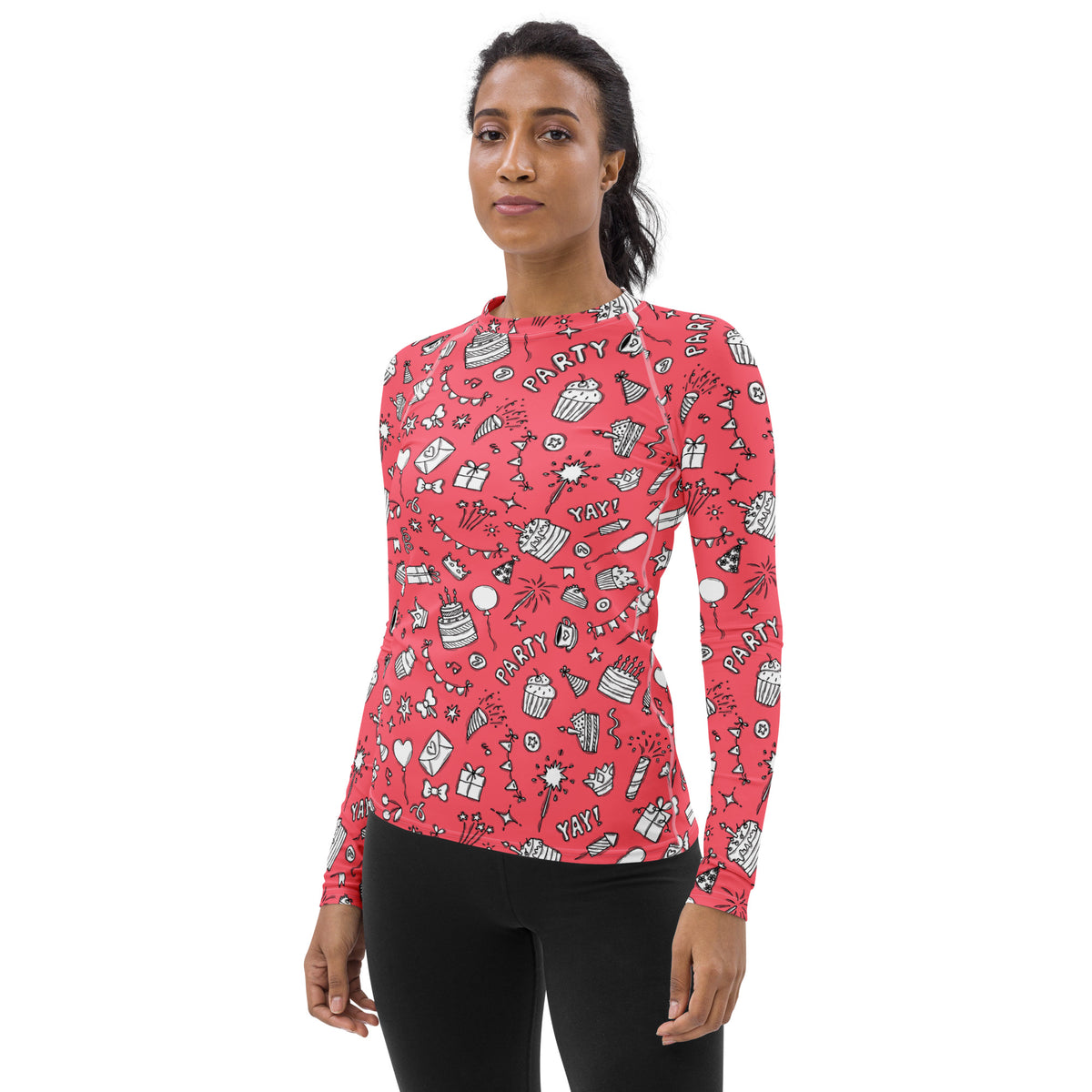 Women's Pink Birthday Long Sleeve Rash Guard Swim Shirt – Buttery Soft, Sun Safe UPF 50+ Protection, Quick Dry & 4-Way Stretch Comfort
