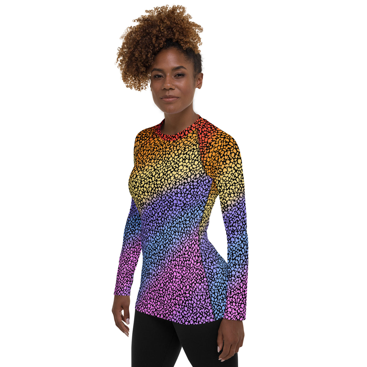 Women's Rainbow Reptile Print Long Sleeve Rash Guard Swim Shirt – Buttery Soft, Sun Safe UPF 50+ Protection, Quick Dry & 4-Way Stretch Comfort