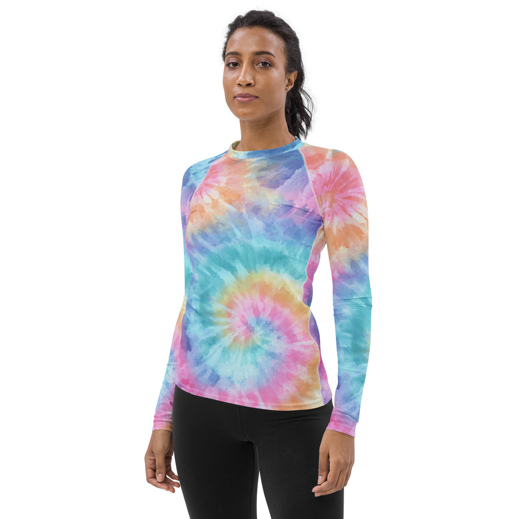 Women's Pastel Tie Dye Long Sleeve Rash Guard Swim Shirt – Buttery Soft, Sun Safe UPF 50+ Protection, Quick Dry & 4-Way Stretch Comfort
