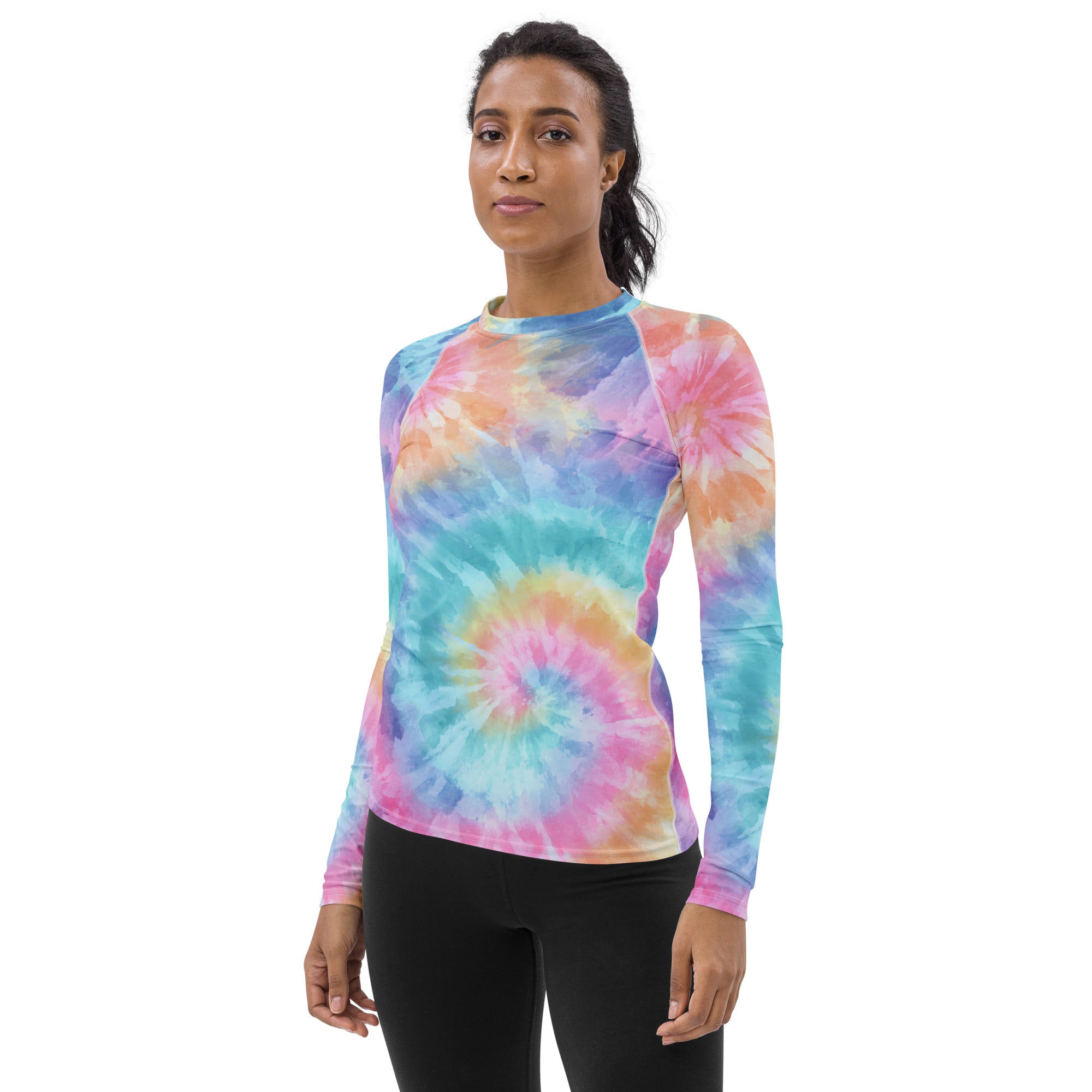 Women's Pastel Tie Dye Long Sleeve Rash Guard Swim Shirt – Buttery Soft, Sun Safe UPF 50+ Protection, Quick Dry & 4-Way Stretch Comfort