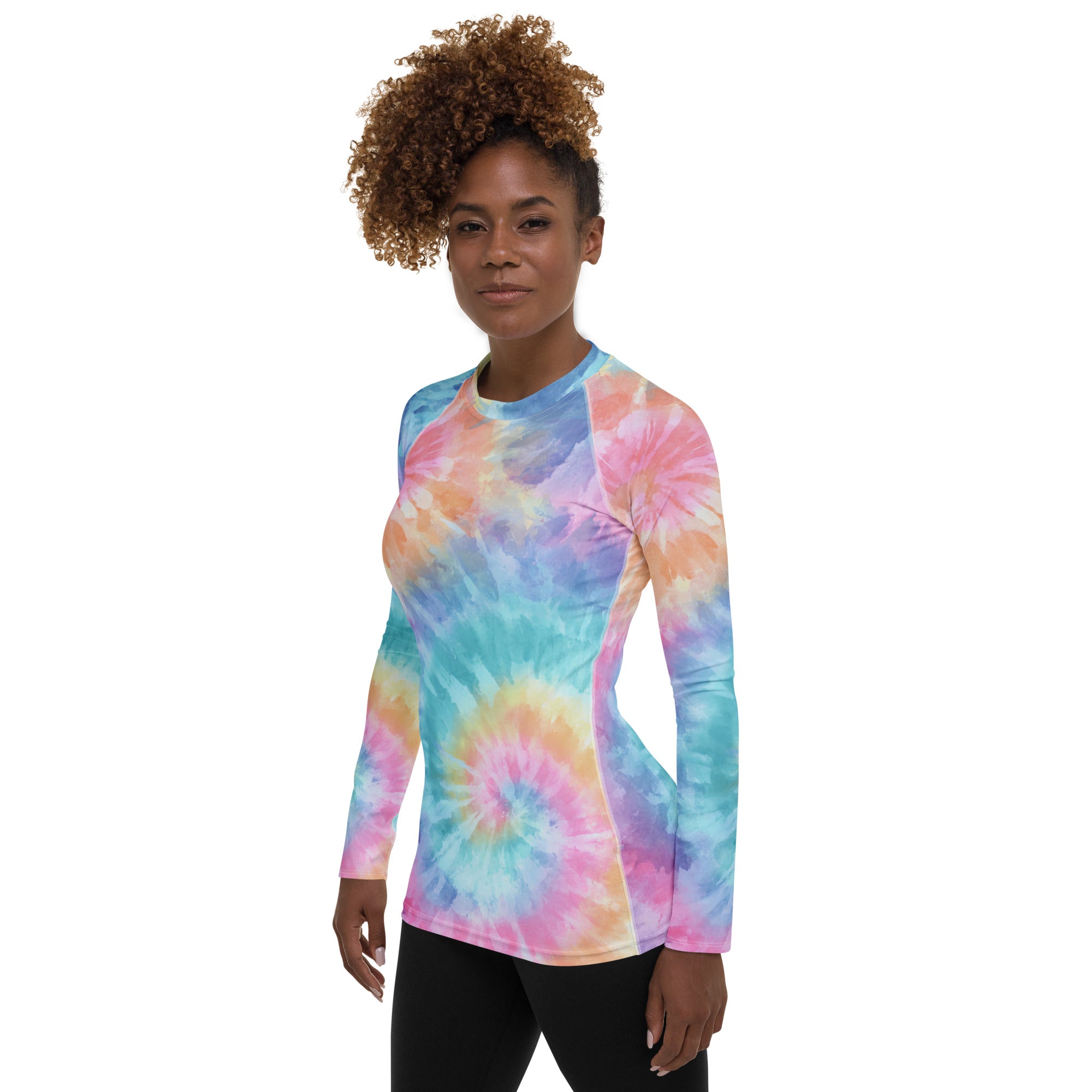 Women's Pastel Tie Dye Long Sleeve Rash Guard Swim Shirt – Buttery Soft, Sun Safe UPF 50+ Protection, Quick Dry & 4-Way Stretch Comfort