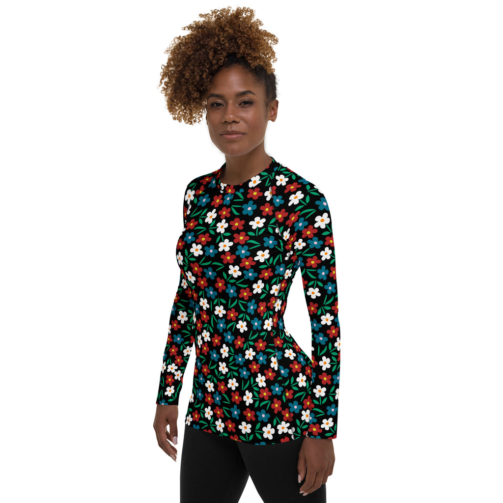 Women's Black Red & Teal Long Sleeve Rash Guard Swim Shirt – Buttery Soft, Sun Safe UPF 50+ Protection, Quick Dry & 4-Way Stretch Comfort