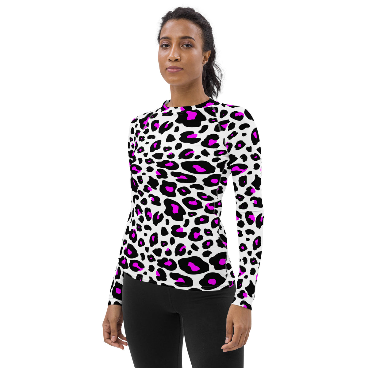 Women's Purple Leopard Long Sleeve Rash Guard Swim Shirt – Buttery Soft, Sun Safe UPF 50+ Protection, Quick Dry & 4-Way Stretch Comfort