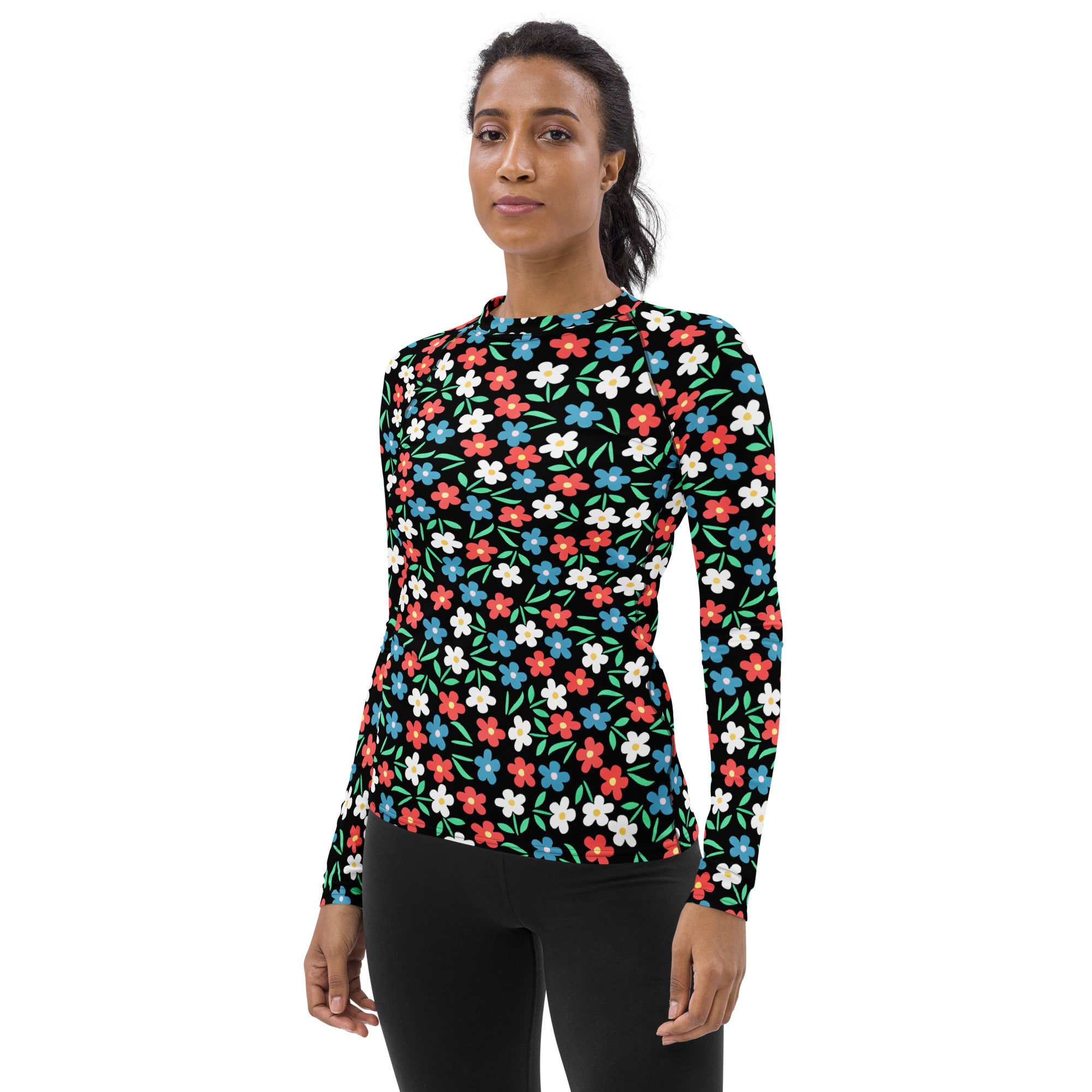 Women's Colorful Flower Long Sleeve Rash Guard Swim Shirt – Buttery Soft, Sun Safe UPF 50+ Protection, Quick Dry & 4-Way Stretch Comfort