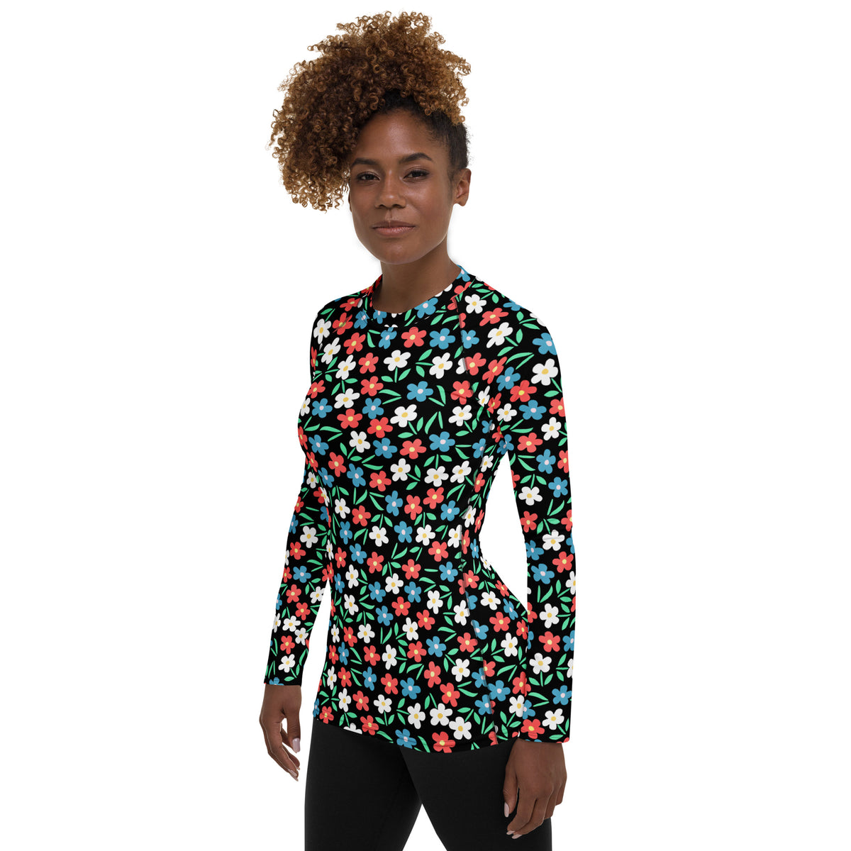 Women's Colorful Flower Long Sleeve Rash Guard Swim Shirt – Buttery Soft, Sun Safe UPF 50+ Protection, Quick Dry & 4-Way Stretch Comfort