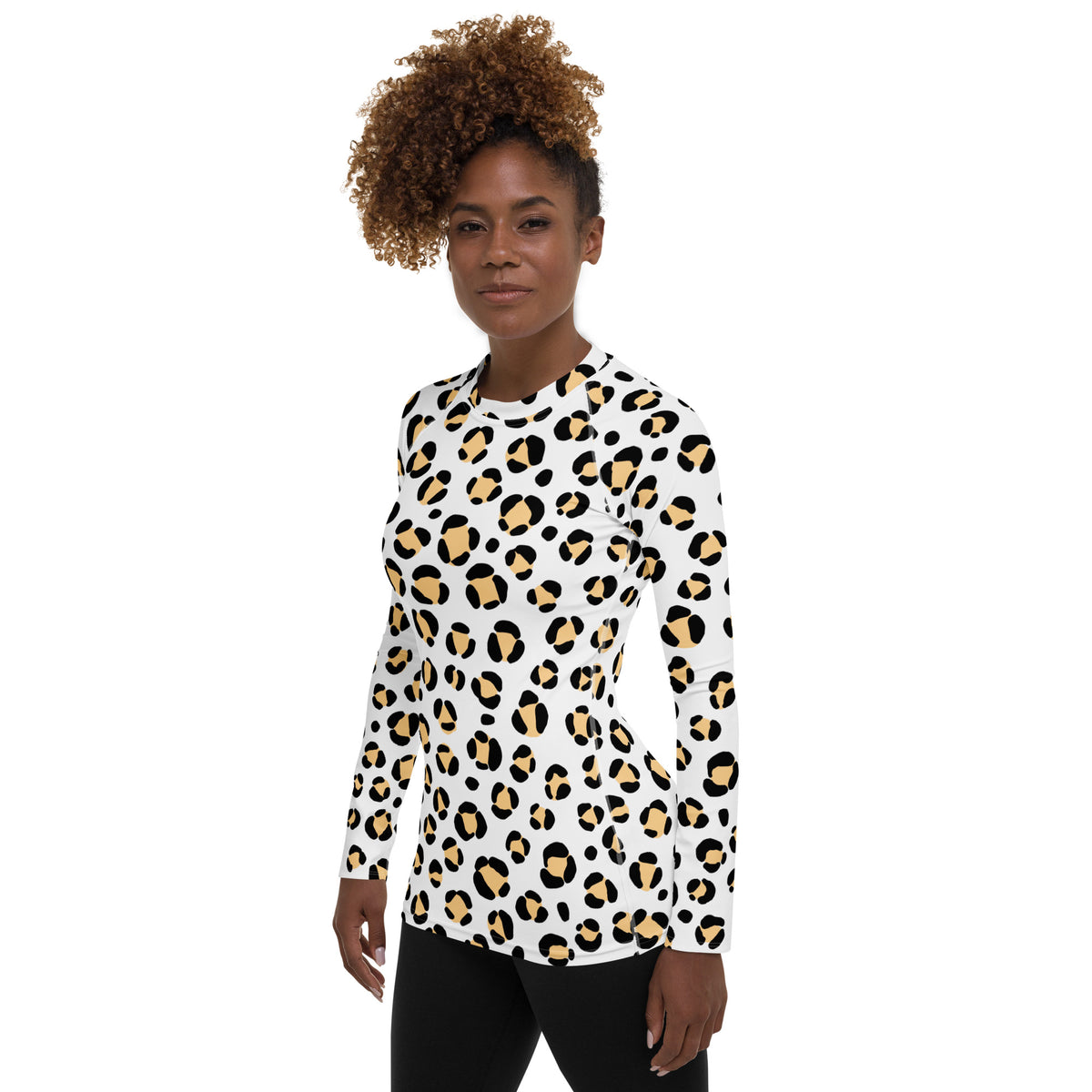 Women's Yellow Leopard Print Long Sleeve Rash Guard Swim Shirt – Buttery Soft, Sun Safe UPF 50+ Protection, Quick Dry & 4-Way Stretch Comfort