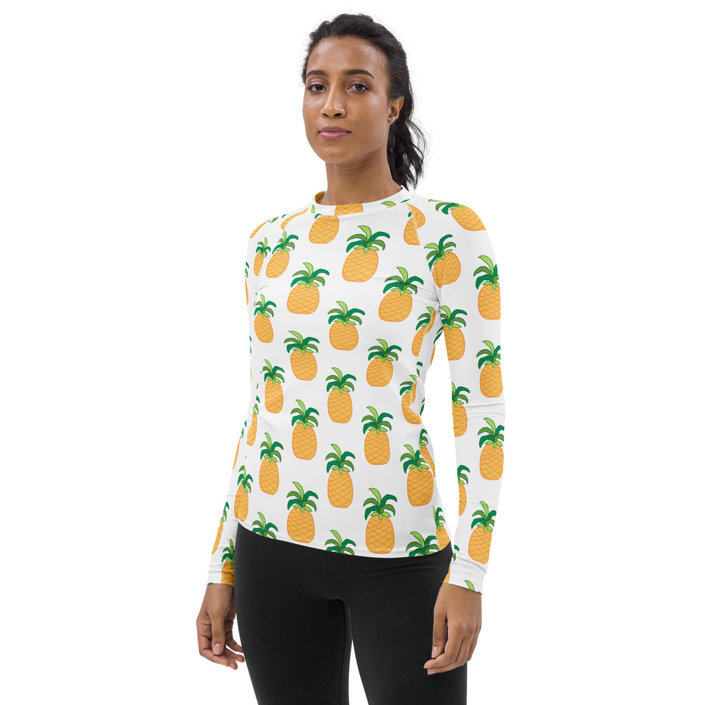 Women's Pineapple Long Sleeve Rash Guard Swim Shirt – Buttery Soft, Sun Safe UPF 50+ Protection, Quick Dry & 4-Way Stretch Comfort