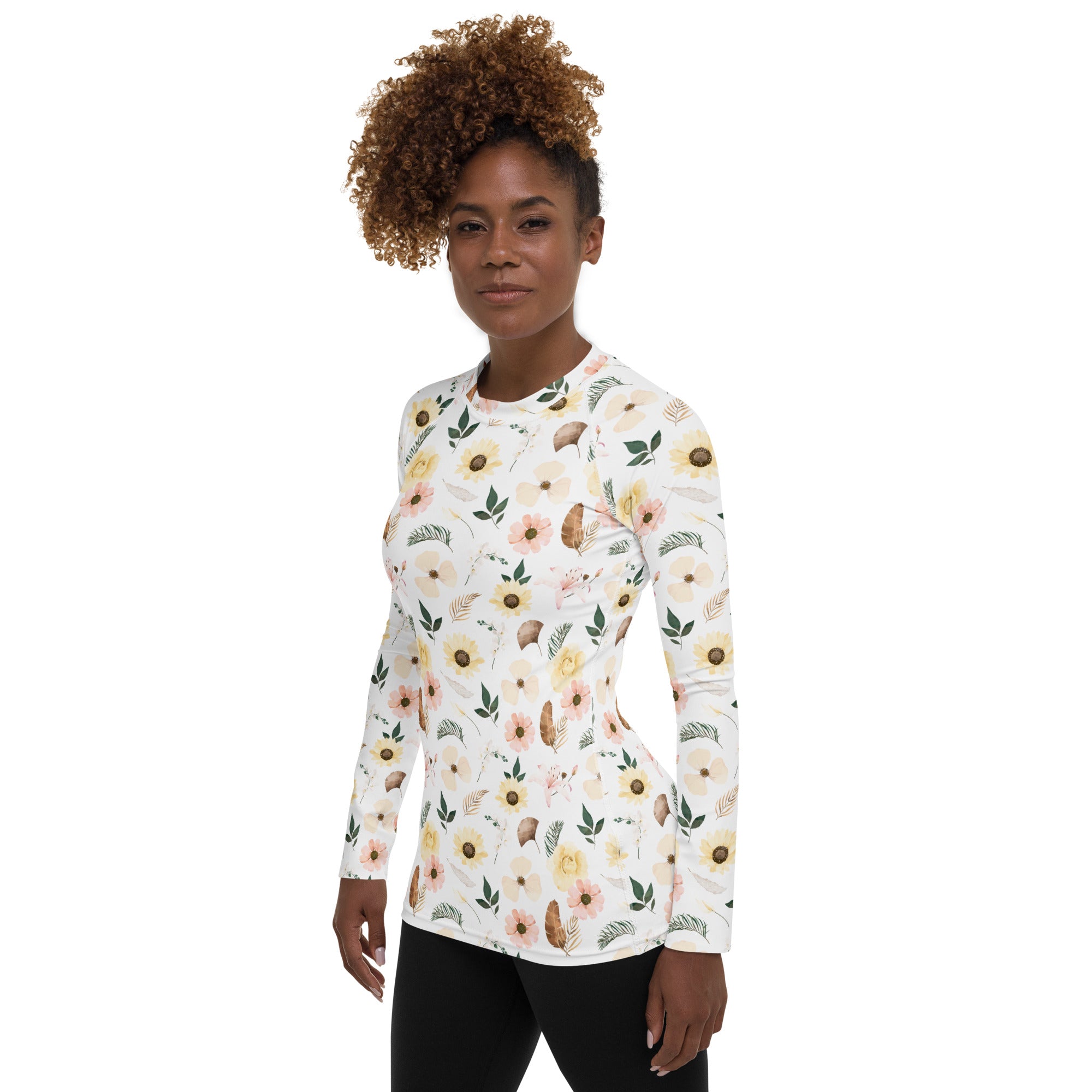 Women's Boho Floral Long Sleeve Rash Guard Swim Shirt – Buttery Soft, Sun Safe UPF 50+ Protection, Quick Dry & 4-Way Stretch Comfort