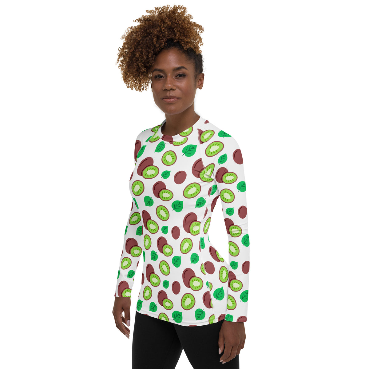 Women's Kiwi Fruit Long Sleeve Rash Guard Swim Shirt – Buttery Soft, Sun Safe UPF 50+ Protection, Quick Dry & 4-Way Stretch Comfort