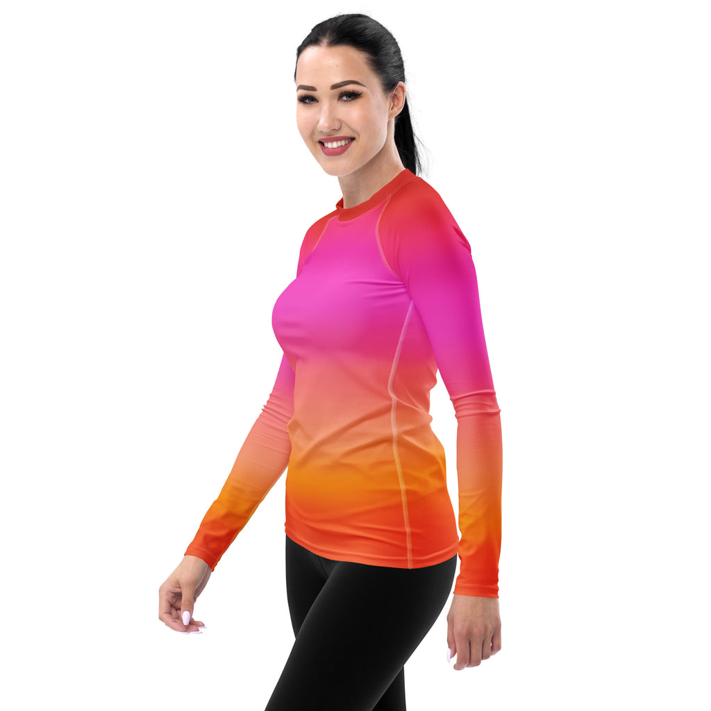 Women's Sunset Ombre Long Sleeve Rash Guard Swim Shirt – Buttery Soft, Sun Safe UPF 50+ Protection, Quick Dry & 4-Way Stretch Comfort