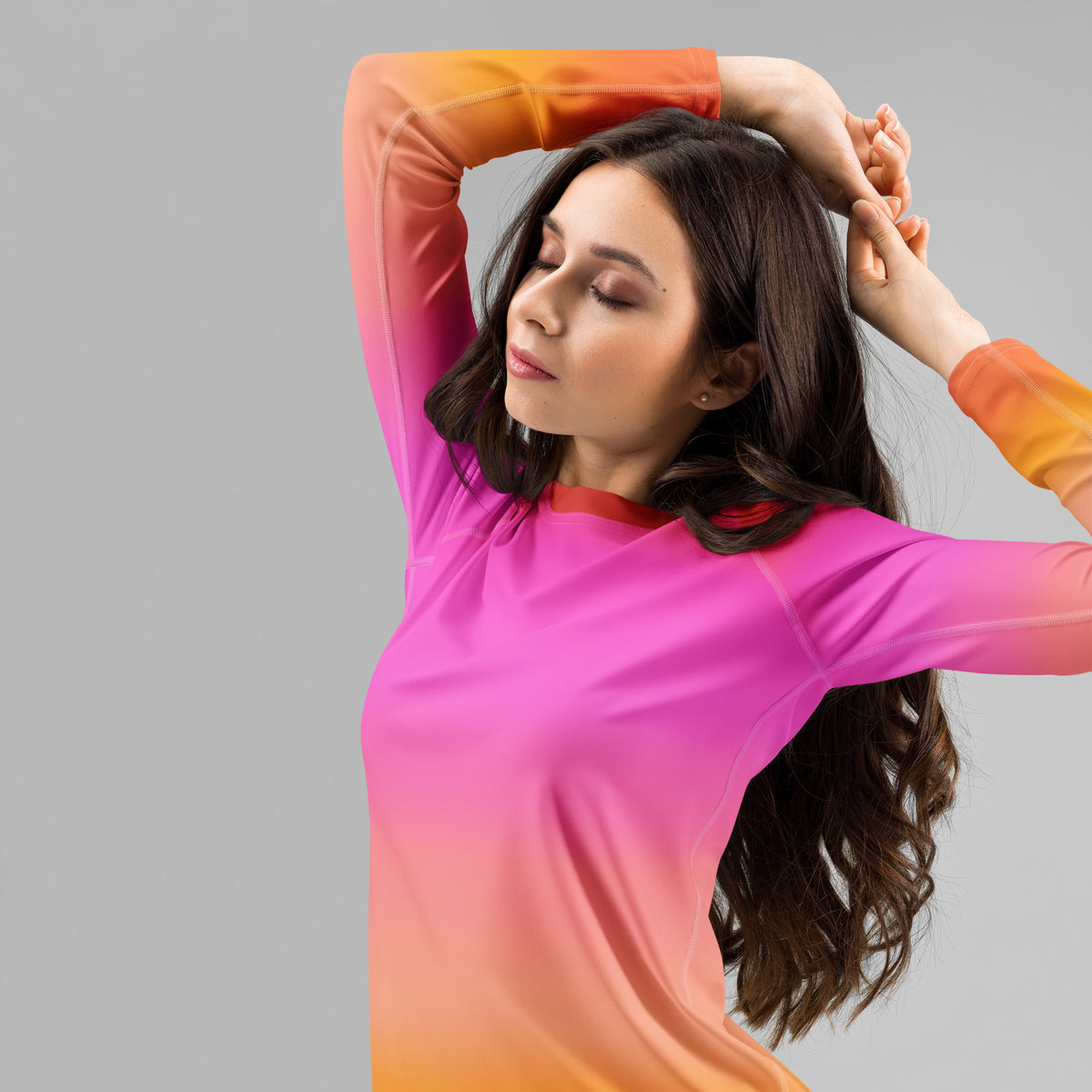 Women's Sunset Ombre Long Sleeve Rash Guard Swim Shirt – Buttery Soft, Sun Safe UPF 50+ Protection, Quick Dry & 4-Way Stretch Comfort