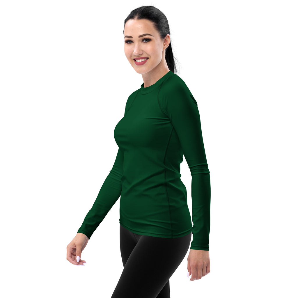 Women's Dark Forest Green Long Sleeve Rash Guard Swim Shirt – Buttery Soft, Sun Safe UPF 50+ Protection, Quick Dry & 4-Way Stretch Comfort