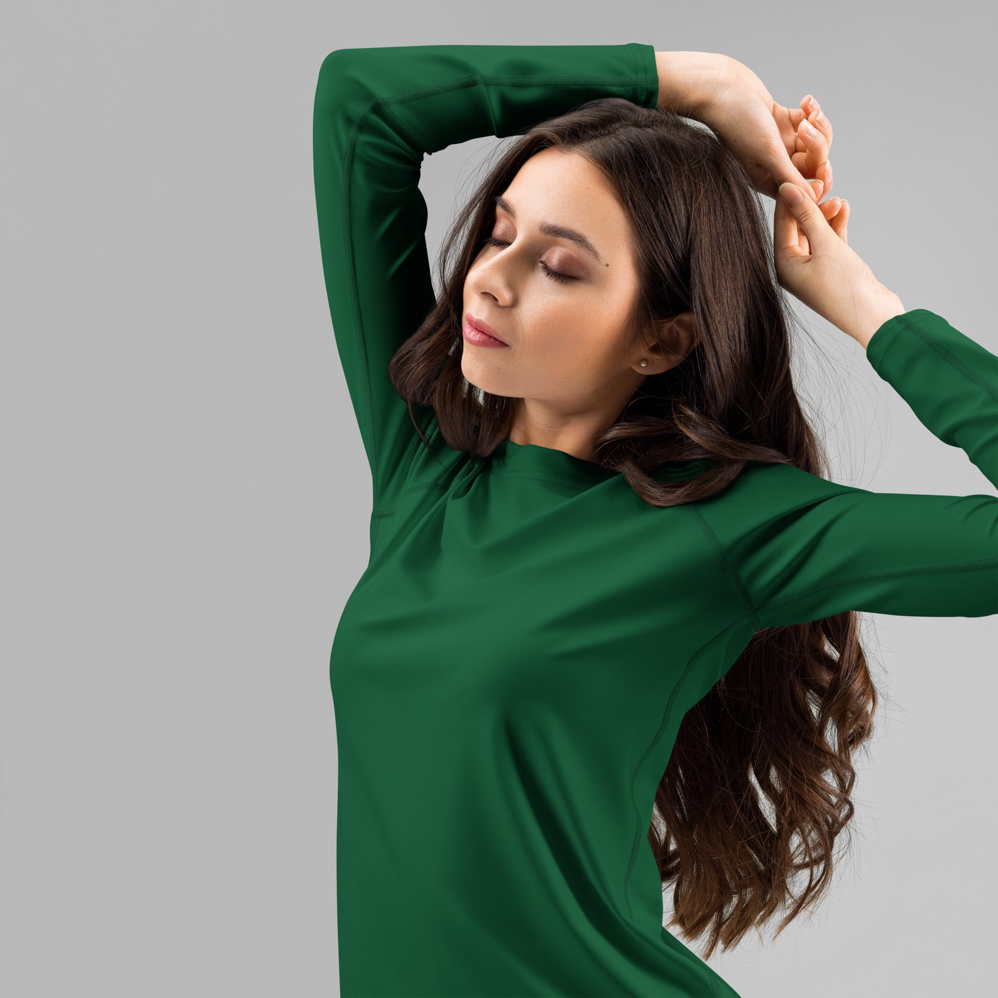 Women's Dark Forest Green Long Sleeve Rash Guard Swim Shirt – Buttery Soft, Sun Safe UPF 50+ Protection, Quick Dry & 4-Way Stretch Comfort