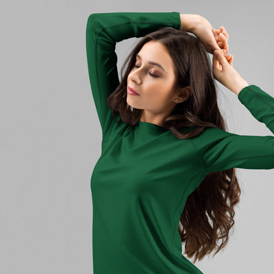 Women's Dark Forest Green Long Sleeve Rash Guard Swim Shirt – Buttery Soft, Sun Safe UPF 50+ Protection, Quick Dry & 4-Way Stretch Comfort