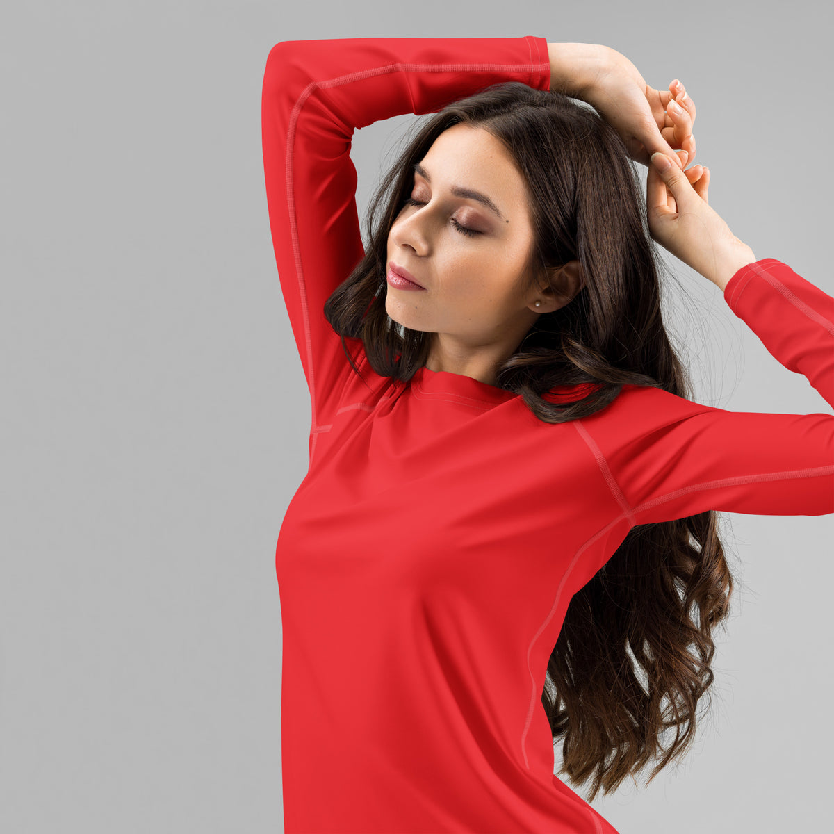 Women's Red Long Sleeve Rash Guard Swim Shirt – Buttery Soft, Sun Safe UPF 50+ Protection, Quick Dry & 4-Way Stretch Comfort