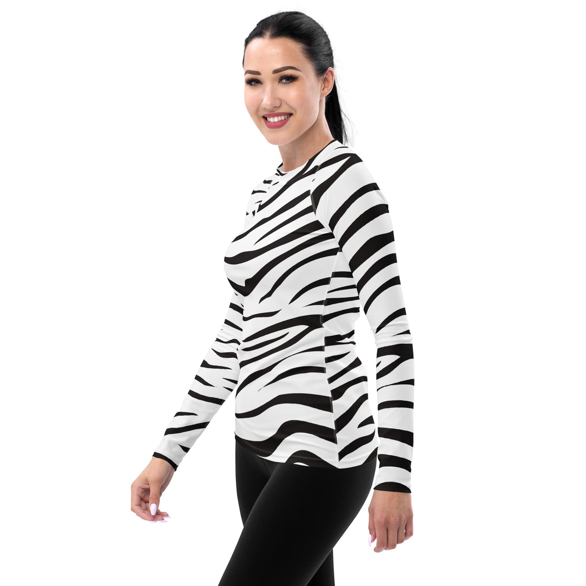 Women's Zebra Print Long Sleeve Rash Guard Swim Shirt – Buttery Soft, Sun Safe UPF 50+ Protection, Quick Dry & 4-Way Stretch Comfort