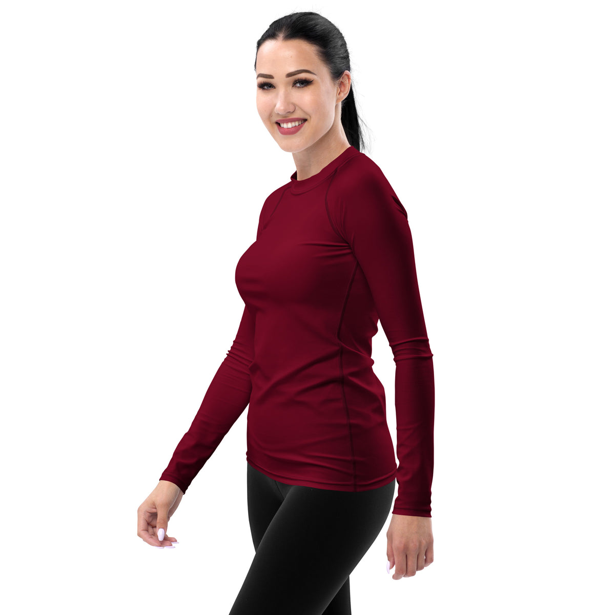 Women's Crimson Red Long Sleeve Rash Guard Swim Shirt – Buttery Soft, Sun Safe UPF 50+ Protection, Quick Dry & 4-Way Stretch Comfort