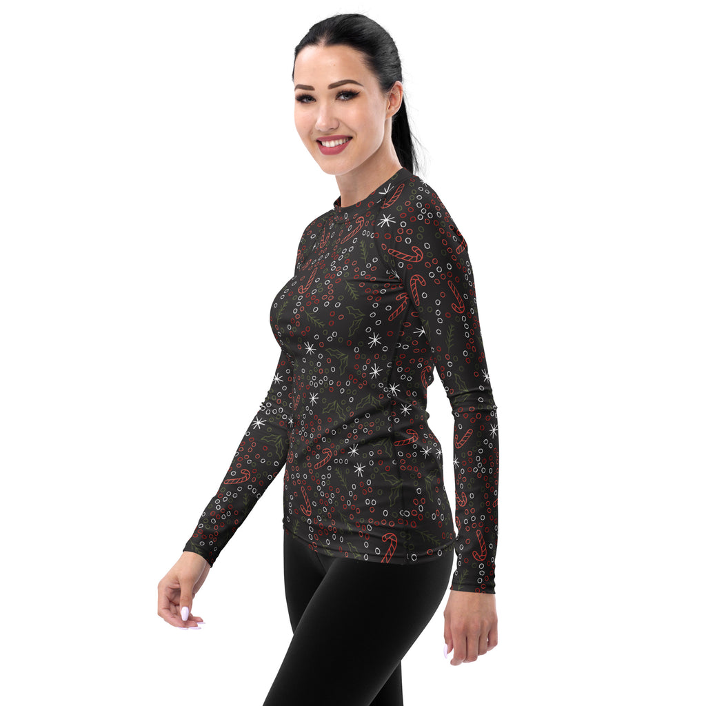 Women's Holiday Holly Long Sleeve Rash Guard Swim Shirt – Buttery Soft, Sun Safe UPF 50+ Protection, Quick Dry & 4-Way Stretch Comfort