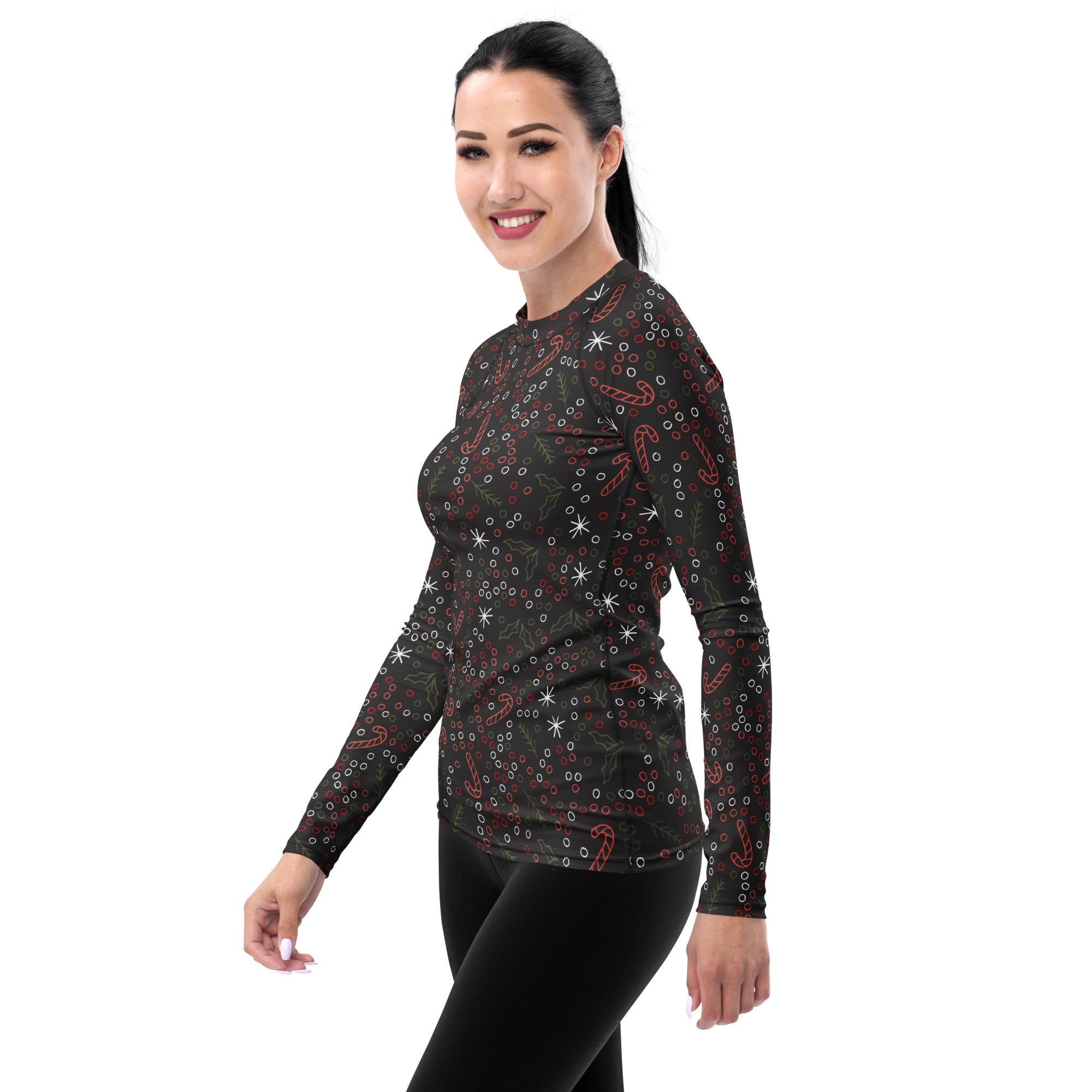 Women's Holiday Holly Long Sleeve Rash Guard Swim Shirt – Buttery Soft, Sun Safe UPF 50+ Protection, Quick Dry & 4-Way Stretch Comfort