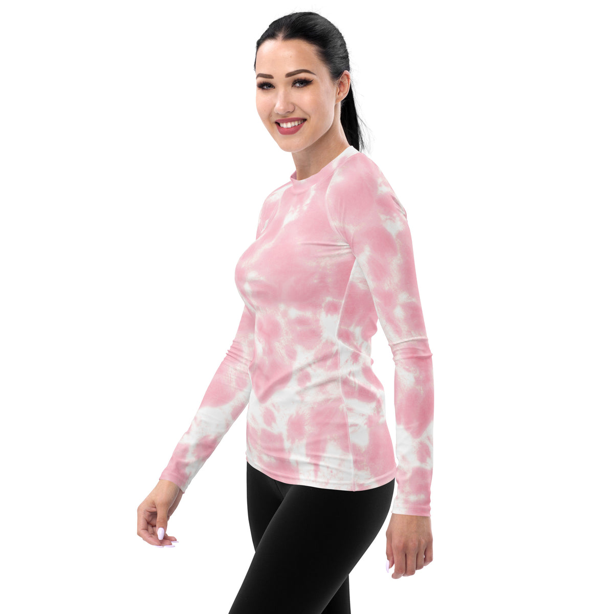 Women's Pink Tie Dye Long Sleeve Rash Guard Swim Shirt – Buttery Soft, Sun Safe UPF 50+ Protection, Quick Dry & 4-Way Stretch Comfort