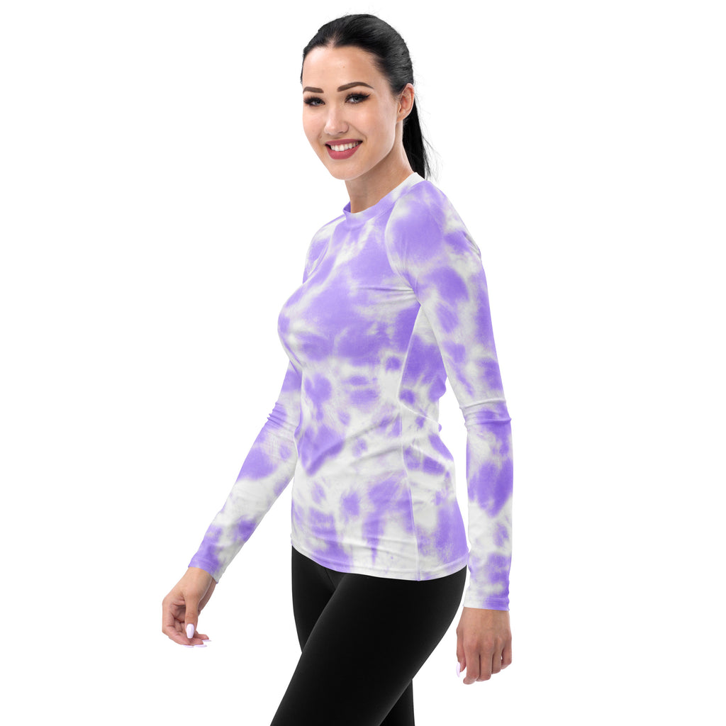 Women's Purple Tie Dye Long Sleeve Rash Guard Swim Shirt – Buttery Soft, Sun Safe UPF 50+ Protection, Quick Dry & 4-Way Stretch Comfort